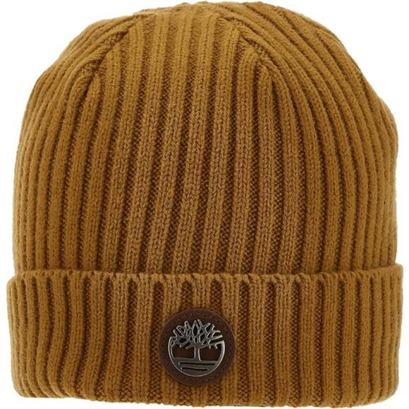 Mens Ribbed Watch Cap With Logo Plate - Picture 1 of 5